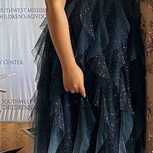 Elegant Dress Navy Blue with Light Blue Bottom